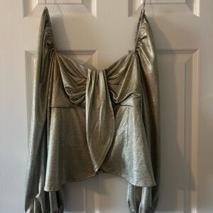 Drape Long Sleeve Gold Women's Top